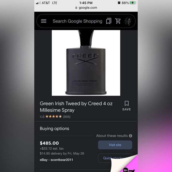 Green Irish Tweed by Creed 4 oz Millesime Spray New in Box - Picture 5 of 6